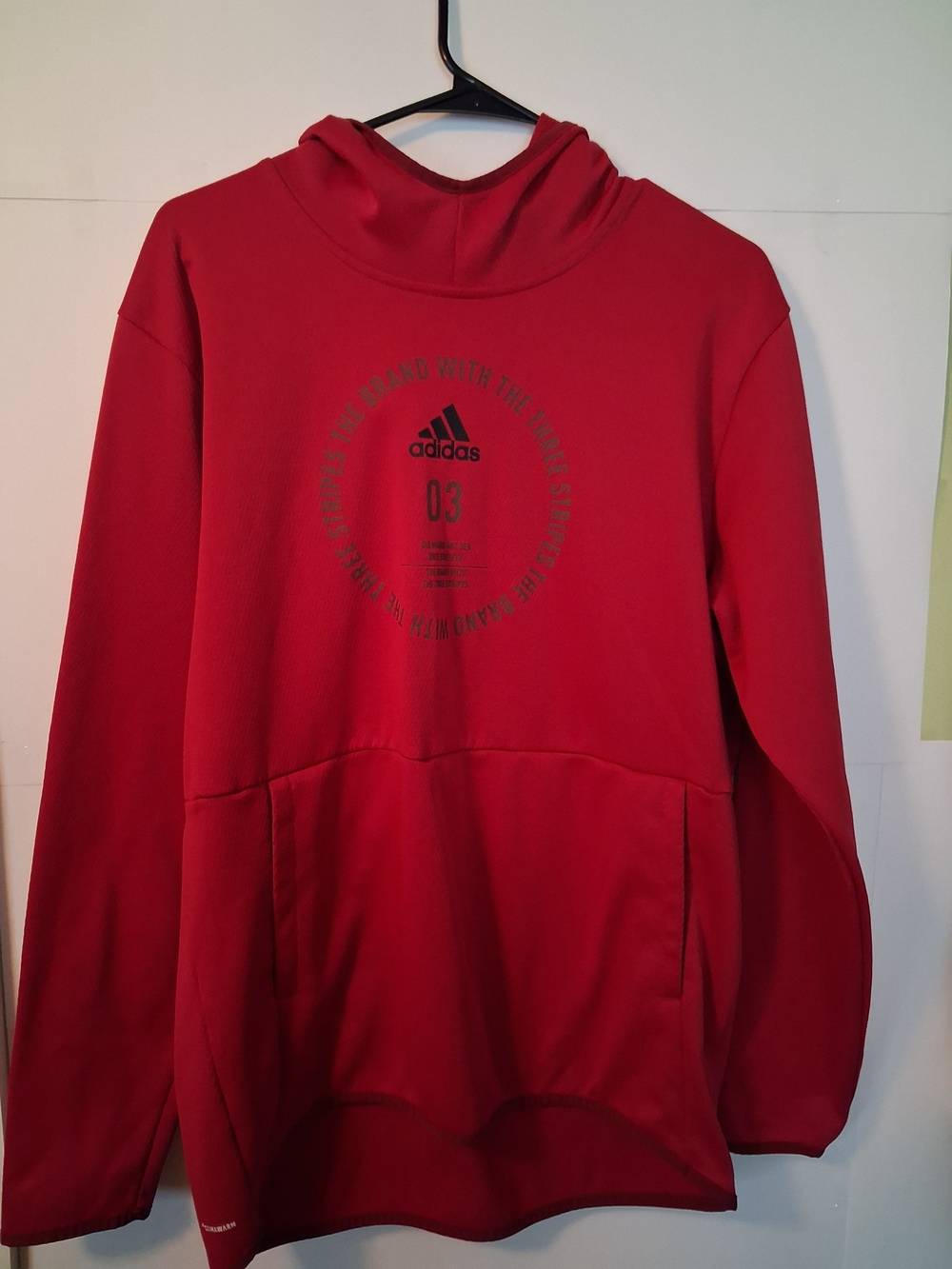 adidas Red Hooded Lightweight Shirt Jacket with Front Pocket